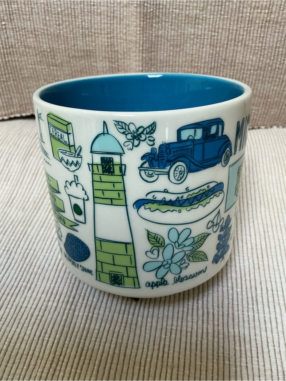 Starbucks White Mug with Blue and Green Mackinac Bridge Graphic - Picture 4 of 5